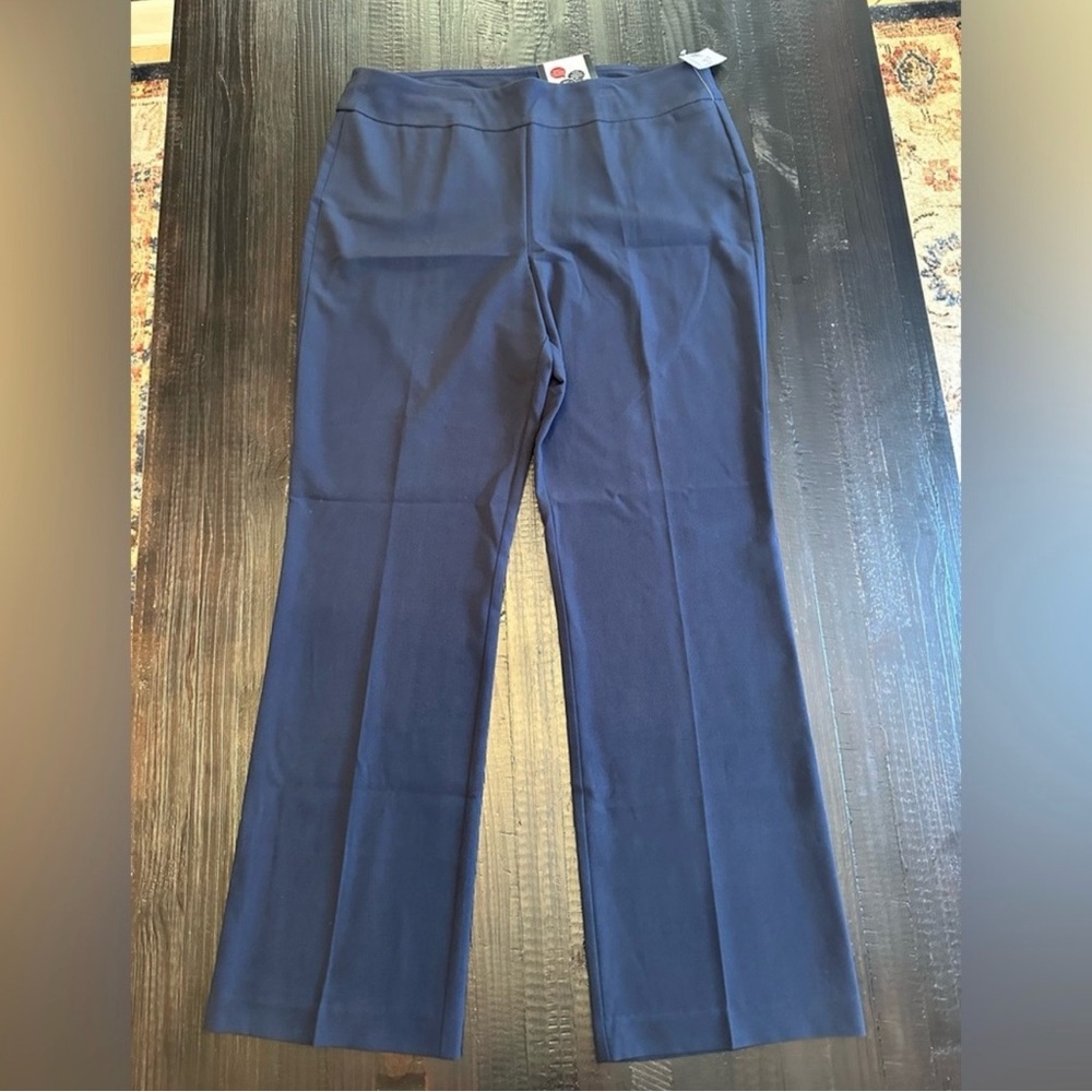 Roz & Ali Secret Agent Navy Blue Pull On Dress Pants Size 14 Tall NWT